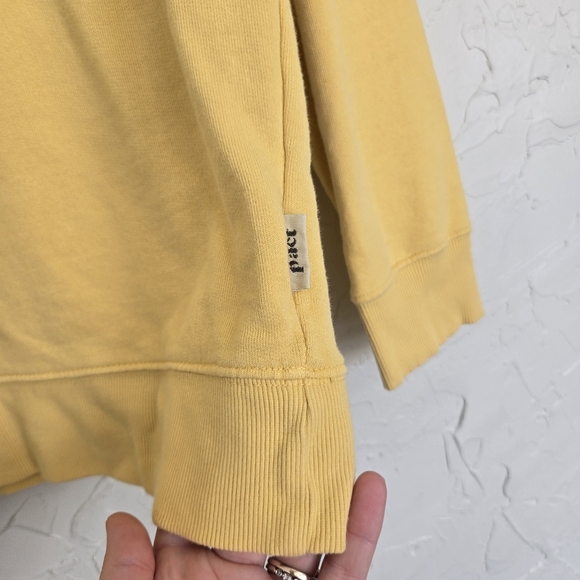 Pact Organic Cotton Yellow Crewneck Pullover Sweatshirt, M - Picture 4 of 10